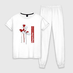 Пижама хлопковая женская Depeche Mode - Roses violator, цвет: белый
