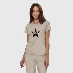 Пижама хлопковая женская Rock star in black red, цвет: миндальный — фото 2