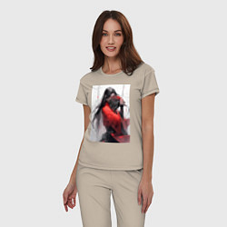 Пижама хлопковая женская Чэн Хуа Собиратель цветов из Небожителей, цвет: миндальный — фото 2