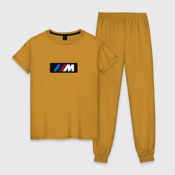 Пижама хлопковая женская BMW logo sport steel, цвет: горчичный