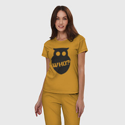 Пижама хлопковая женская Кто сова, цвет: горчичный — фото 2
