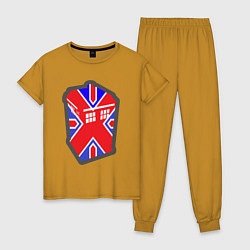 Пижама хлопковая женская Тардис Британия, цвет: горчичный