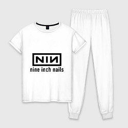 Пижама хлопковая женская NIN: Nine inch nails, цвет: белый