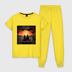 Пижама хлопковая женская Романтичная - Скелеты в шкафу, цвет: желтый
