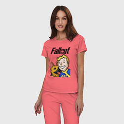 Пижама хлопковая женская Vault boy and shepherd, цвет: коралловый — фото 2