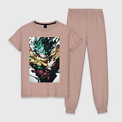 Пижама хлопковая женская Моя геройская академия Идзуку Мидория арт, цвет: пыльно-розовый