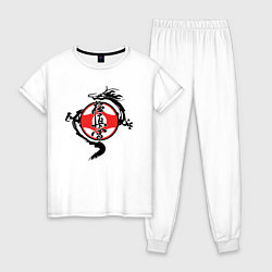 Пижама хлопковая женская Karate kyokushin - dragon, цвет: белый