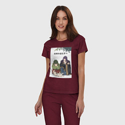 Пижама хлопковая женская Монолог фармацевта Маомао Жэньши, цвет: меланж-бордовый — фото 2
