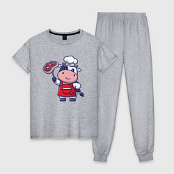 Пижама хлопковая женская Коровка повар, цвет: меланж