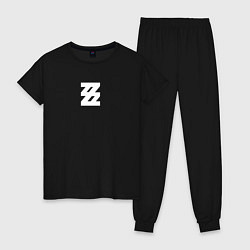 Пижама хлопковая женская Zenless Zone Zero logotype, цвет: черный
