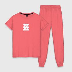 Пижама хлопковая женская Zenless Zone Zero logotype, цвет: коралловый