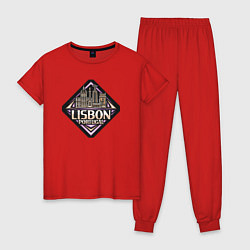 Пижама хлопковая женская Лиссабон - Португалия, цвет: красный