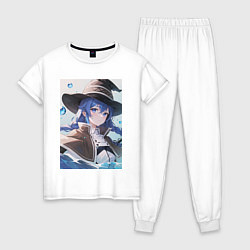 Пижама хлопковая женская Реинкарнация безработного Рокси Мигурд, цвет: белый