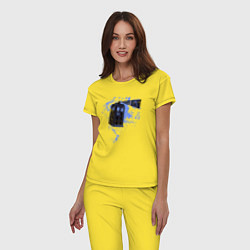 Пижама хлопковая женская Полёт тардиса, цвет: желтый — фото 2