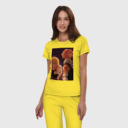 Пижама хлопковая женская Хвост Феи Нацу Драгнил Люси Хартфилия, цвет: желтый — фото 2