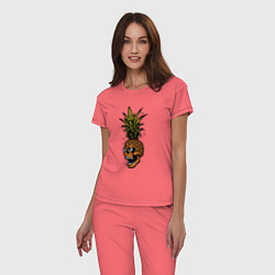 Пижама хлопковая женская Ананасовая голова, цвет: коралловый — фото 2