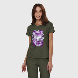 Пижама хлопковая женская Tardis violet, цвет: меланж-хаки — фото 2