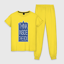 Пижама хлопковая женская Think inside the box, цвет: желтый