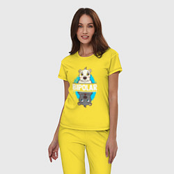 Пижама хлопковая женская Биполярный медведь, цвет: желтый — фото 2