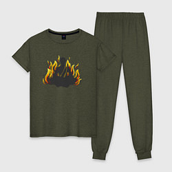 Пижама хлопковая женская Fire yoga, цвет: меланж-хаки