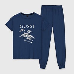 Пижама хлопковая женская Gussi - два скелета гусей, цвет: тёмно-синий