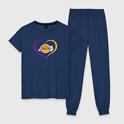 Пижама хлопковая женская LA Lakers в сердце, цвет: тёмно-синий