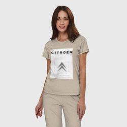 Пижама хлопковая женская Citroen логотип, цвет: миндальный — фото 2