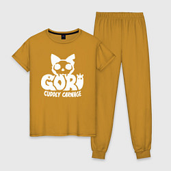 Пижама хлопковая женская Goro cuddly carnage logo, цвет: горчичный