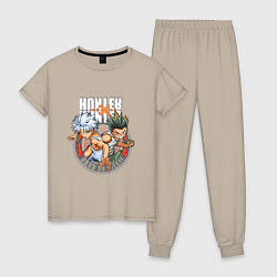 Пижама хлопковая женская Hunter x Hunter Килуа и Гон, цвет: миндальный