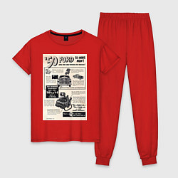 Пижама хлопковая женская Ford ретро, цвет: красный