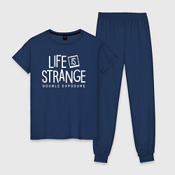 Пижама хлопковая женская Life is strange double exposure logo, цвет: тёмно-синий