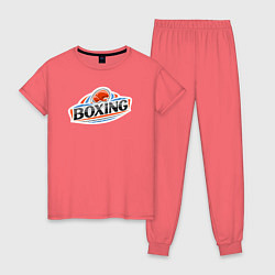 Пижама хлопковая женская Boxing team, цвет: коралловый
