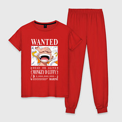 Пижама хлопковая женская Monkey D Luffy - wanted, цвет: красный