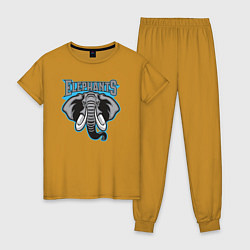 Пижама хлопковая женская Elephants team, цвет: горчичный