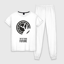 Пижама хлопковая женская Док Браун - назад в будущее, цвет: белый