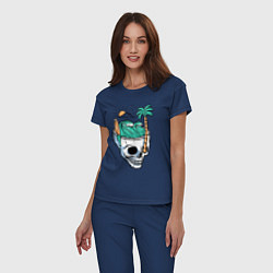 Пижама хлопковая женская Skull and summer, цвет: тёмно-синий — фото 2