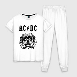 Пижама хлопковая женская AC DC - rock dog, цвет: белый