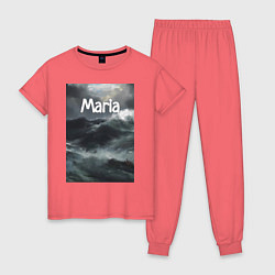 Пижама хлопковая женская Maria штормовые волны, цвет: коралловый