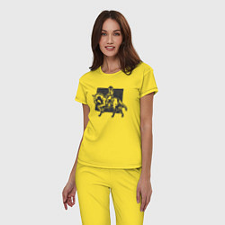 Пижама хлопковая женская Ковбойша на лошади, цвет: желтый — фото 2