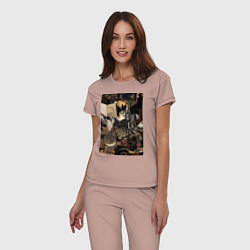 Пижама хлопковая женская Шахматы коллаж, цвет: пыльно-розовый — фото 2