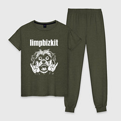 Пижама хлопковая женская Limp Bizkit rock dog, цвет: меланж-хаки