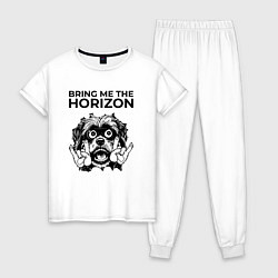 Пижама хлопковая женская Bring Me the Horizon - rock dog, цвет: белый