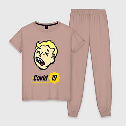 Пижама хлопковая женская Vault boy - covid 19, цвет: пыльно-розовый