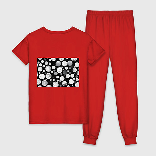 Женская пижама Круги на темном фоне / Красный – фото 2
