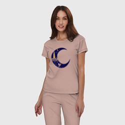 Пижама хлопковая женская Лунный маяк, цвет: пыльно-розовый — фото 2