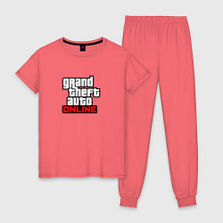 Пижама хлопковая женская GTA online logo game, цвет: коралловый