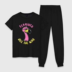 Пижама хлопковая женская Flamingo all the way, цвет: черный