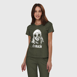 Пижама хлопковая женская Nirvana - Cobain, цвет: меланж-хаки — фото 2