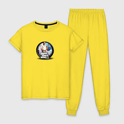 Пижама хлопковая женская Grand Theft Auto V logo game, цвет: желтый