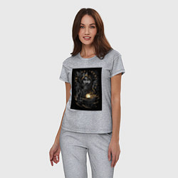 Пижама хлопковая женская Символ викингов волки, цвет: меланж — фото 2